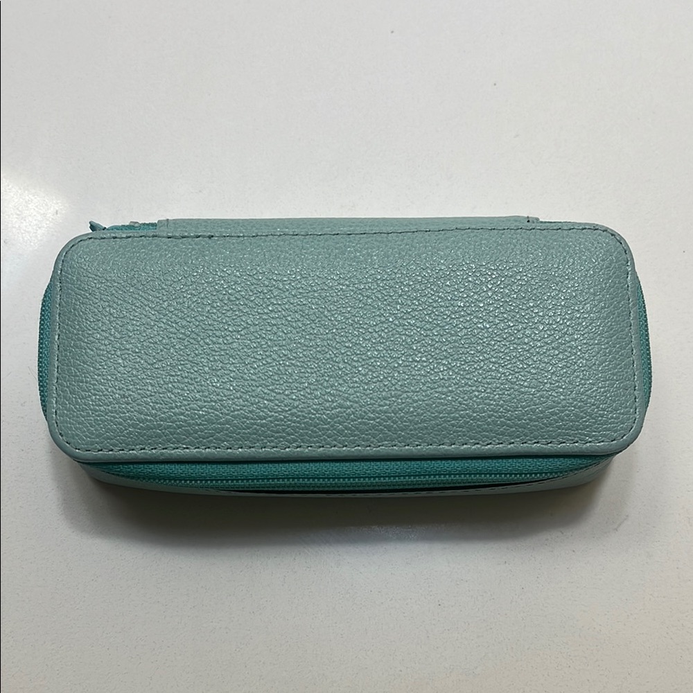 Pickett of London - Teal Leather Zippered Jewelry Pouch